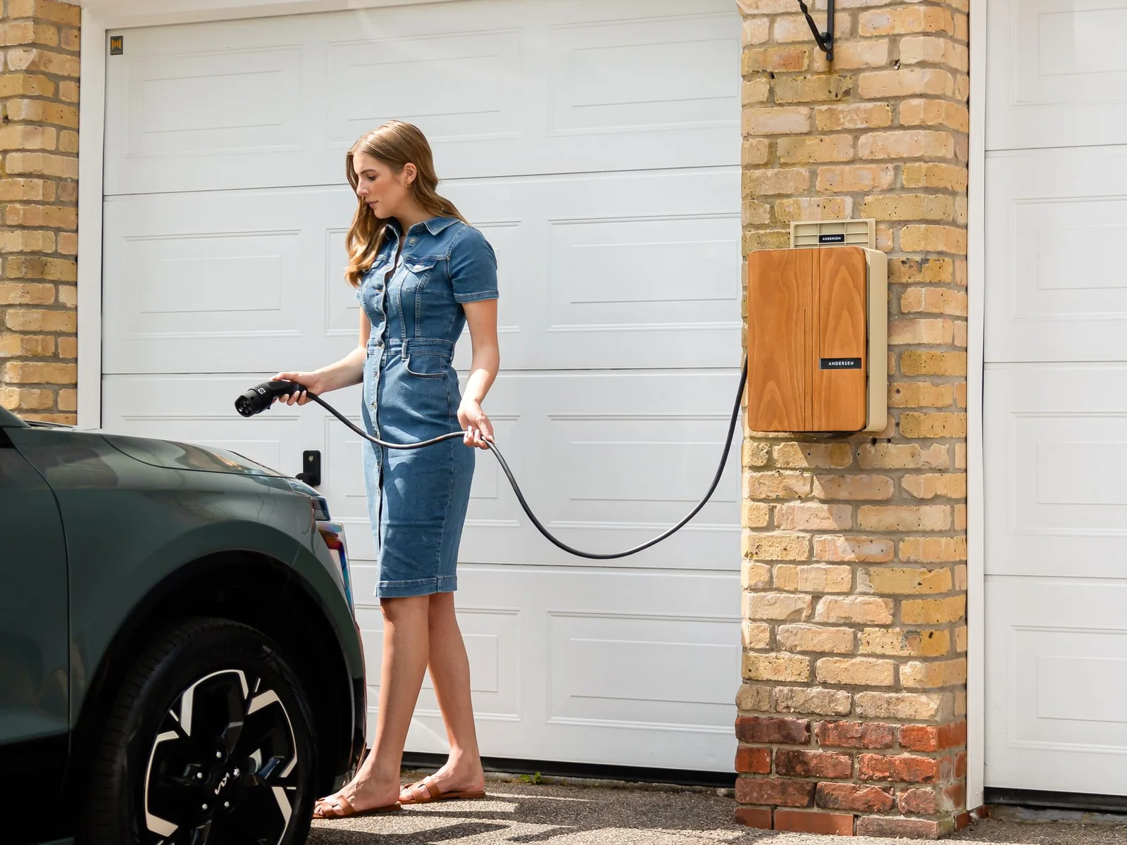 Wallbox domestica in ricarica su un'auto elettrica